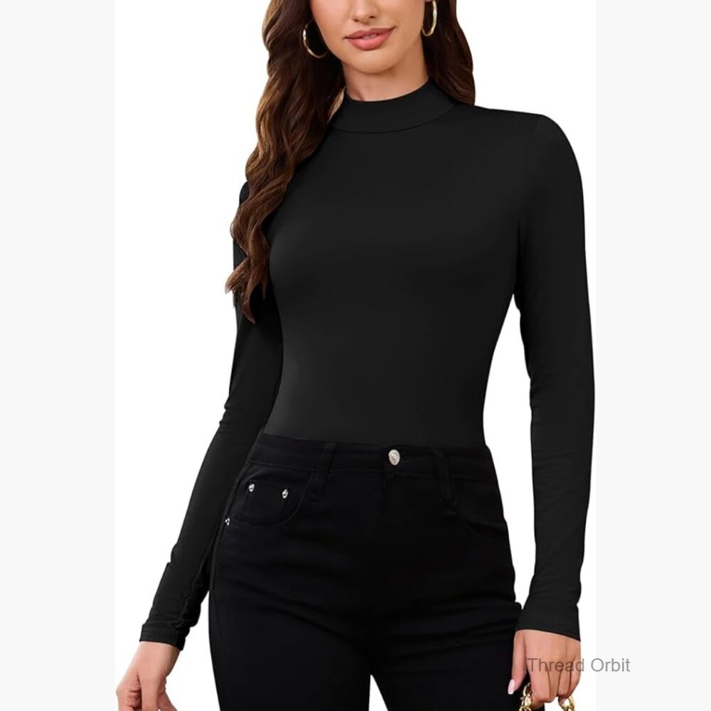 Fleece Lined Thermal Mock Turtleneck Long Sleeve Top Base Layer